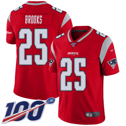 Nike Patriots #25 Terrence Brooks Red Youth Stitched NFL Limited Inverted Legend 100th Season Jersey